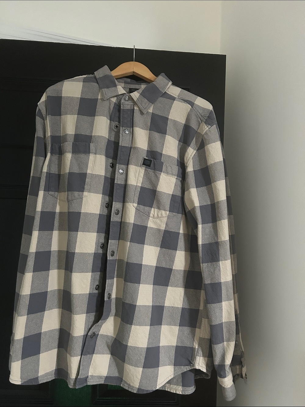Harley-Davidson Gray and Cream Plaid Button-Down Shirt